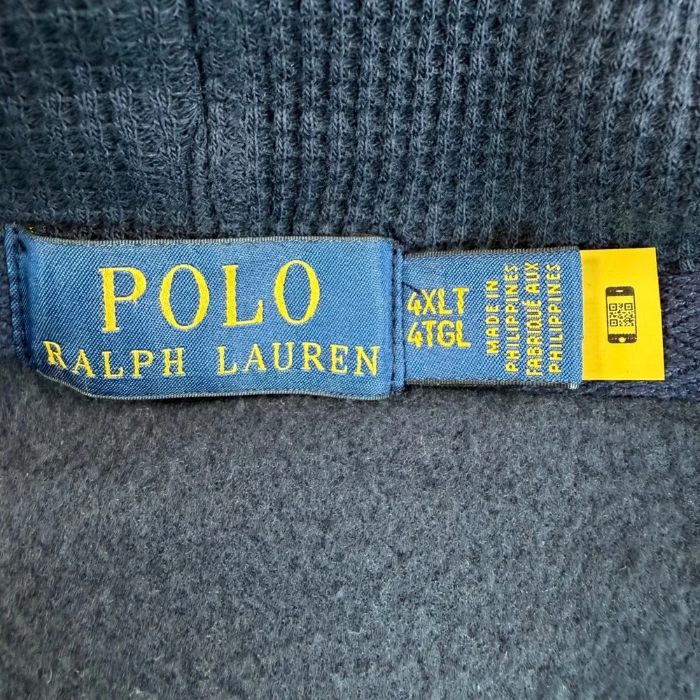 Polo Ralph Lauren Mens 4XLT Full Zip Hoodie Navy Blue Pony Logo Big & Tall NWOT